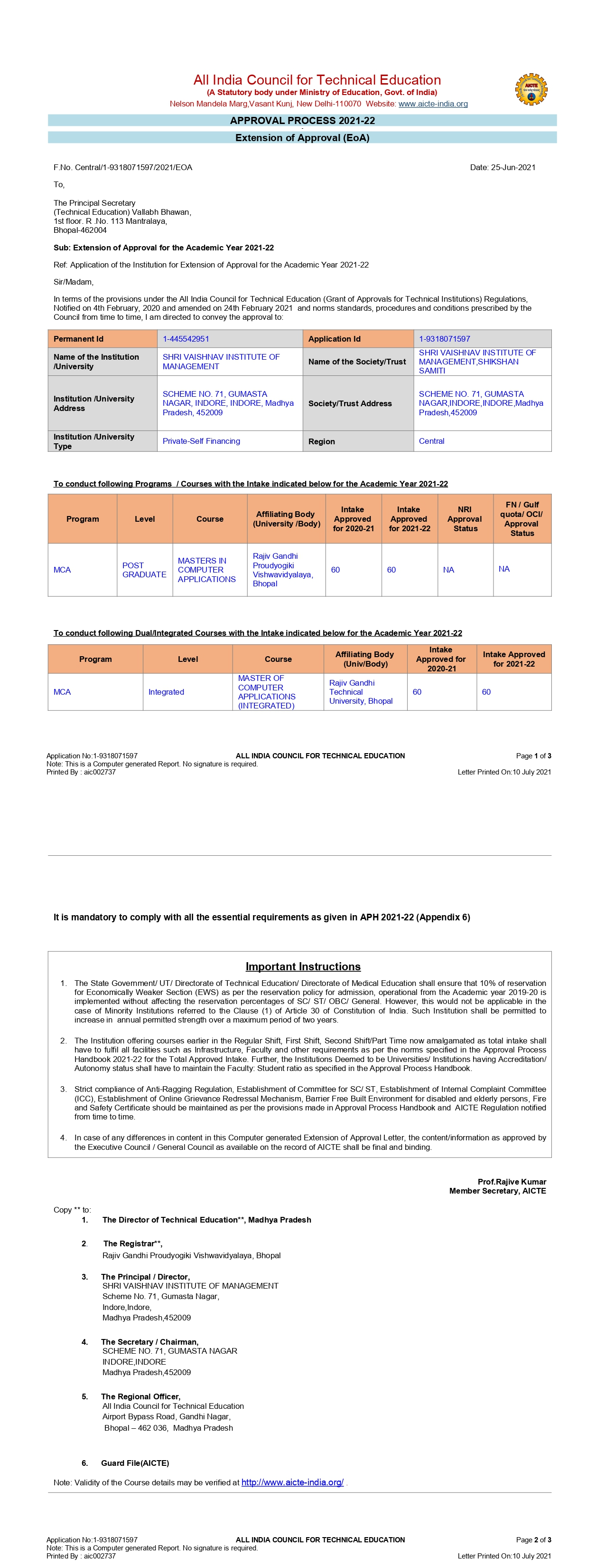 AICTE approval